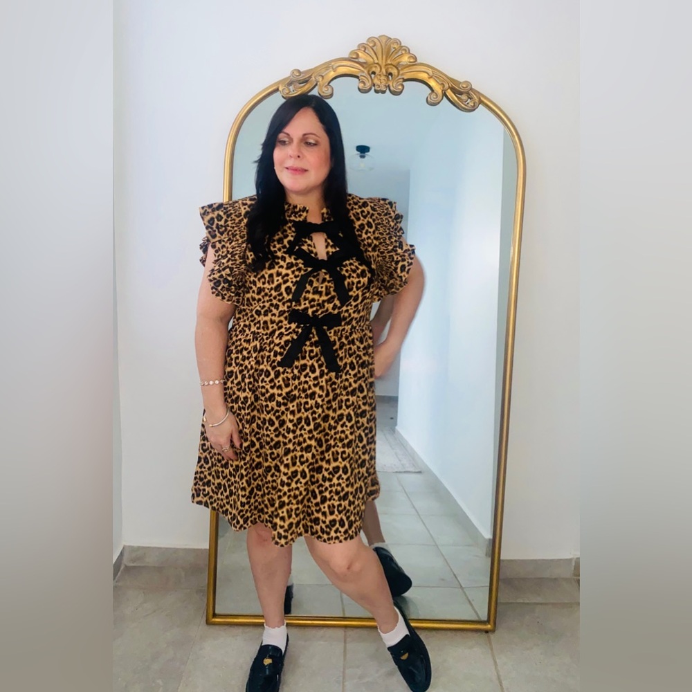 Animal print baby doll dress